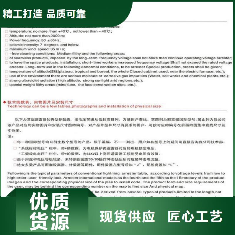 瓷外套金属氧化物避雷器Y10W-102/266浙江羿振电气有限公司